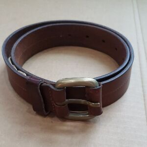 Abercrombie & Fitch Belt Men's S  Brown 1.5" Leather 35" Long Brass Buckle
